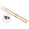10 Paires de Baguettes de Batterie XDrum SD1, Hickory, Pointe Nylon
