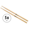 5 Paar XDrum Drumsticks SD1, Hickory, Wood Tip