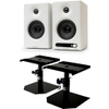 Vulkkano Pro4 Moniteurs De Studio Blanc Ensemble Avec Pied