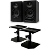 Vulkkano Pro4 Studiomonitore schwarz Stativ Set