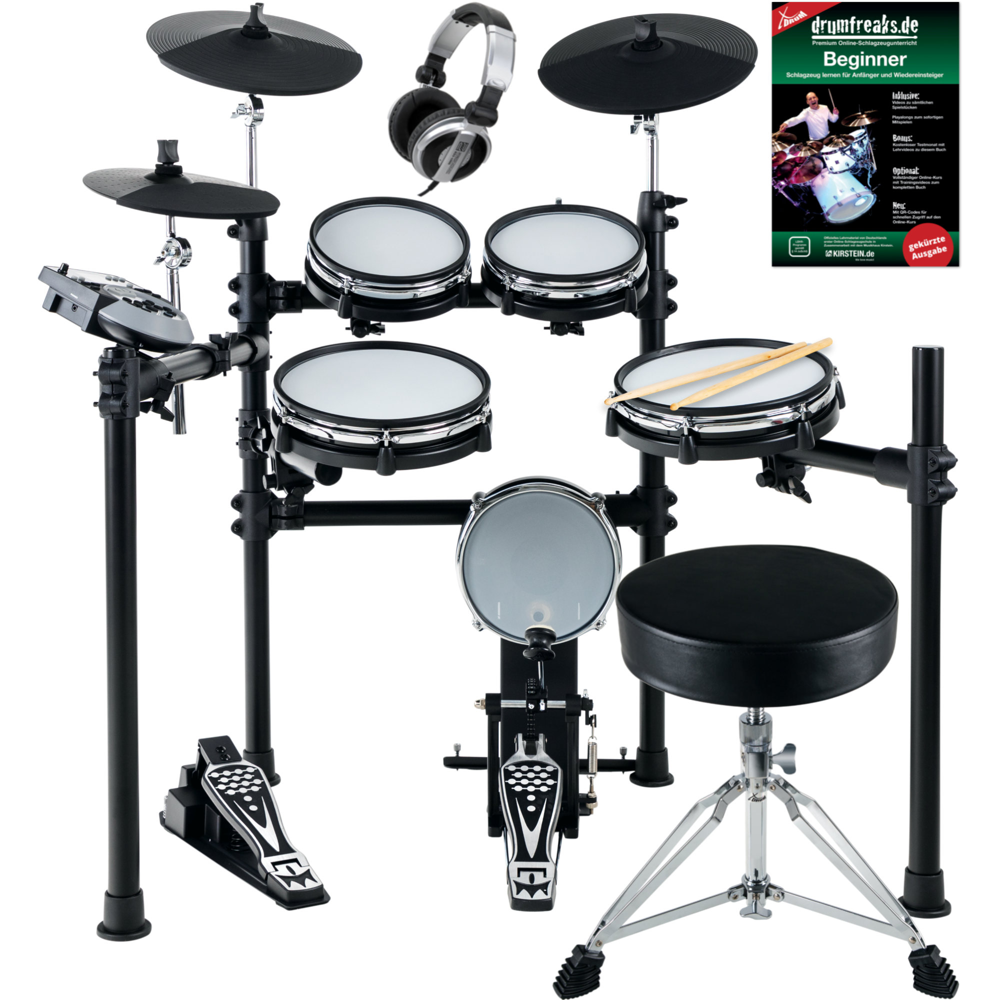 XDrum DD-530 Kit De Batterie Électronique Avec Peaux En Maille | 4 Pads, 400 Sons, 45 Kits, Parfait Débutant/Pro