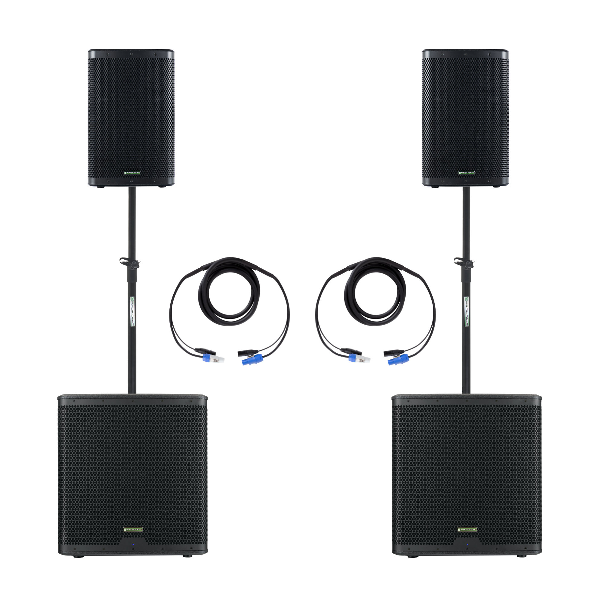 Kit PA Actif Pronomic Powerstage Concert 1815 2.2 – 2 Caissons Basses 18” + 2 Satellites 15” – 2600 Watts RMS – Idéal Scène, Répétition, Soirée
