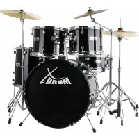 XDrum Semi 20" Studio Drumstel Midnight Black (zwart) Set incl. Cymbalstandaard + Crash Cymbal