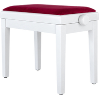 Classic Cantabile Pianobank Modell A Weiß Hochglanz Velours Rot