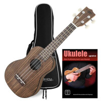 Classic Cantabile Ukulele noce SET con guida (tedesco) e borsa