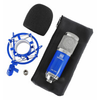 Pronomic CM-100B Large-Diaphragm Studio Microphone with shock mount & windscreen, blue