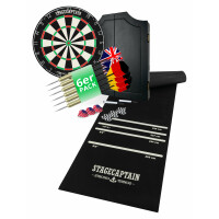 Stagecaptain DBC-1715 BullsEye Cible de fléchettes avec armoire en bois set avec un tapis