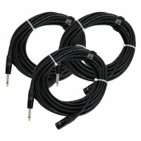 Set de 3 cables de audio Pronomic Stage JMXM-10 mono jack XLR 10m en negro