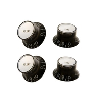 Gibson Top Hat Knobs Black w/ Silver Insert 4 pc.