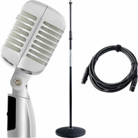 Pronomic DM-66S Elvis microphone dynamique argenté SET