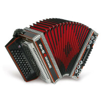 Strasser 4/III De Luxe E Harmonika 4-reihig, 3-chörig G-C-F-B mit X-Bass, Schwarz/Rot