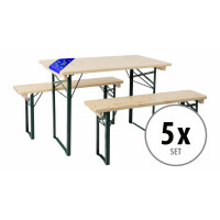 5x Stagecaptain Hirschgarten Ensemble Table et bancs pour balcon 110 cm Naturel