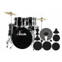 XDrum Semi 22" Standard Drumstel Midnight Black (zwart) Set incl. Slagwerkdemperset