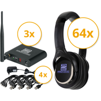 Pronomic SCPS-643 USB-C Silent Disco V2 Party Set Avec 64 Casques Et 3 Émetteurs
