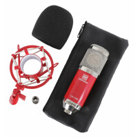 Pronomic CM-100R Studio microphone condensateur incl. suspension & filtre anti pop en rouge