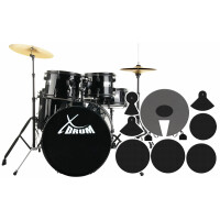 XDrum Rookie 20" Studio Drumstel Zwart plus Demperset