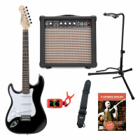 Rocktile Pro ST3-BK/RW-L Linkshänder (Lefty) E-Gitarre Black Set