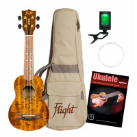 Flight DUS445 Glossy Acacia Sopran Ukulele Set