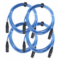 Pronomic Stage XFXM-Blue-2,5 cable de micrófono XLR 2,5 m azul metalizado set de 4