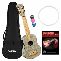 Cascha 2315E Bamboo Sopran Ukulele Graphit Set