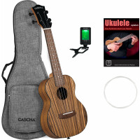 Cascha Konzert Ukulele Zebra Wood Set