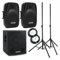 Pronomic 115S-212A Actief PA-systeem Set luidspreker 12" en subwoofer incl. statieven 600 watt