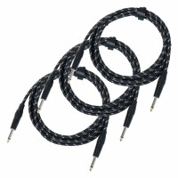 Pronomic Stage INST-3T cable de instrumentos en textil clavija jack set de 3 x 3 m, 1,5 mm²