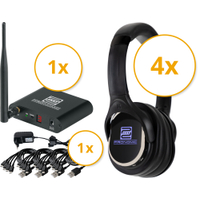 Pronomic SCBS-41 USB-C Silent Disco V2 Set Pour Groupe — 4 Casques Et 1 Émetteur