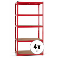 Stagecaptain HR-175 RD Heavyrack Scaffale ripiani in legno Rosso, set 4 pezzi