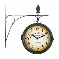 Stagecaptain BHU-3334 BK Horloge de gare petit avec support mural noir