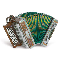 Strasser 4/III Professional Harmonika 4-reihig, 3-chörig G-C-F-B Michlbauer, Nussholz/Grün