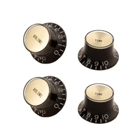 Gibson Top Hat Knobs Black w/ Gold Insert 4 pc.