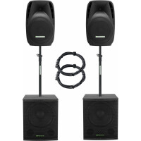 Pronomic 218S-215A Actief PA-systeem Set 2x luidspreker 15" & 2x subwoofer 18" incl. statieven 1000W