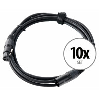 set van 10 Pronomic Stage microfoonkabel XLR 2,5 m zwart