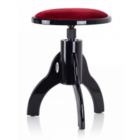 Classic Cantabile Pianohocker Velours Schwarz Hochglanz/Rot