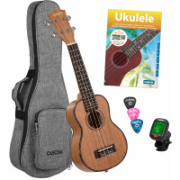 Pacchetto di ukulele soprano premium in mogano Cascha 2027