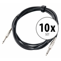 Pronomic cable para instrumentos 3 m clavija jack, negro set 10x