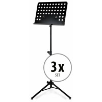 3 Piece Set: Classic Cantabile Music Stand, Heavy Perforated Metal, Black