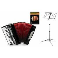 Classic Cantabile accordeon 72 bassen "Secondo V" set zwart