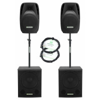 Pronomic 215S-212A Actief PA-systeem Set 2x luidspreker 12" & 2x subwoofer 15" incl. statieven 900W