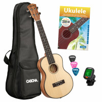 Cascha 2155 Solid Top Tenor Ukulele Bundle