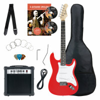 Rocktile Banger's Power Pack guitarra eléctrica Set, 7-piezas rojo