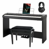 Classic Cantabile SP-250 BK Stagepiano schwarz Deluxe Set inkl. Ständer, Bank, Kopfhörer und Schule