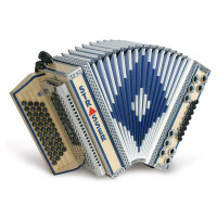 Strasser 4/III De Luxe E Harmonika 4-reihig, 3-chörig F-B-Es-As, mit X-Bass, Ahorn/Blau