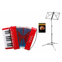 Classic Cantabile Bambino Kinder-Akkordeon Set, Rot, 8 Bässe