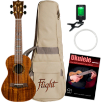 Flight DUC445 Glossy Acacia Concert Ukulele Set