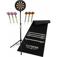 Stagecaptain DBS-1715C BullsEye Champion Dartscheibe + Ständer und Matte Set Schwarz