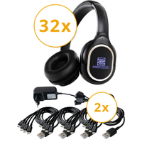 Pronomic SDH-340/32 USB-C Silent Disco V2 Ensemble De Casques + 2 Chargeurs