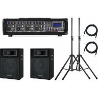 Pronomic PM42-110 StagePower Actief PA-systeem Set 2x luidspreker 10" en Powermixer incl. statieven