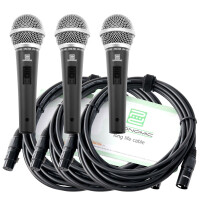 Pronomic Microphone DM-58 Vocal avec Interrupteur Starter Set de 3 avec 3x 5mcâble XLR